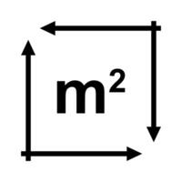 Square meter measurement icon, dimension arrows, sizing surface calculation concept vector
