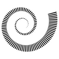 Abstract spiral with striped segments, geometric vortex illusion pattern vector