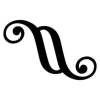 Vintage ornate swirl symbol with curled ends, swirled flourish element vector