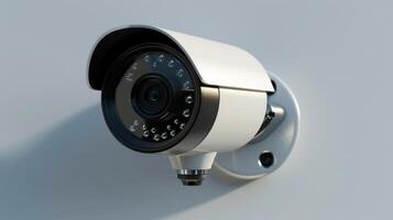 Security camera mounted on wall photo