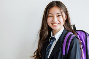 Smiling schoolgirl in uniform photo