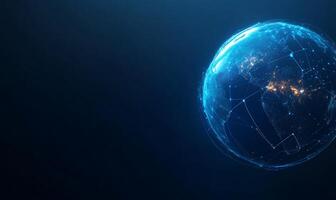 Global network. Detailed digital representation of Earth, showing interconnectedness photo