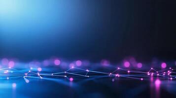 Abstract digital network graphic. A mesmerizing blend of glowing points and lines, creating a dynamic, futuristic scene. Softly lit, low-key background, perfect for presentations photo