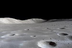 Lunar landscape, cratered surface, desolate terrain photo