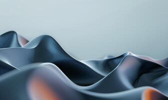 Abstract wavy shapes in soft, muted tones. Fluid, organic forms, resembling hills or flowing fabric. A seamless blend of cool blues and warm oranges photo