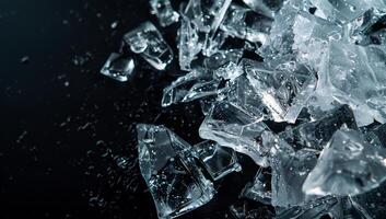 Crushed ice shards on dark surface photo