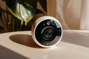 Home security camera on a table photo