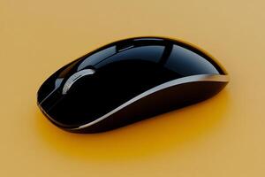 A computer mouse on a yellow background photo
