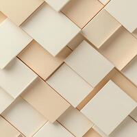 Abstract geometric pattern of overlapping beige and cream colored squares photo