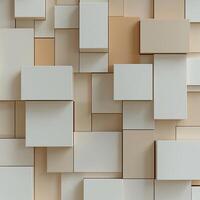 Abstract geometric pattern of layered, stacked squares in light beige and cream tones photo