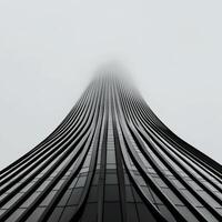 Modern skyscraper, architectural lines, misty view photo