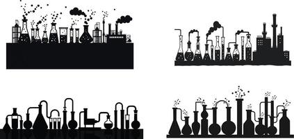 silhouettes of factories and factories in different shapes vector