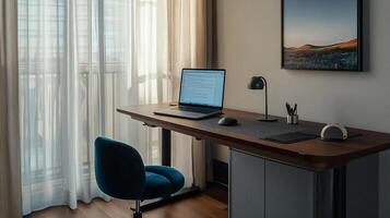 Modern minimalist home office setup photo