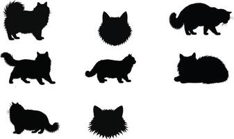a set of silhouettes of cats vector