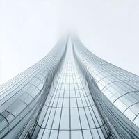 A tall building with glass windows and a sky background photo