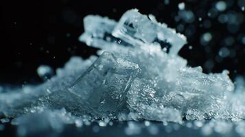 Ice crystals, closeup, intricate structure photo