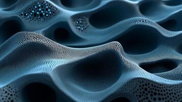 Abstract wavy surface, intricate network of interconnected forms. Detailed, textured, and dynamic. Intricate patterns and shades of blue and grey photo