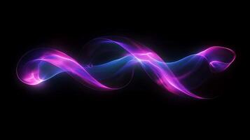 Abstract glowing waves of vibrant purple and blue hues on a black background photo