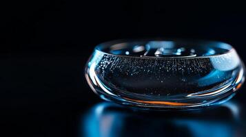 Close-up of a glass bowl filled with water and ice photo