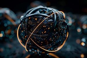 Abstract sphere with intricate glowing network photo