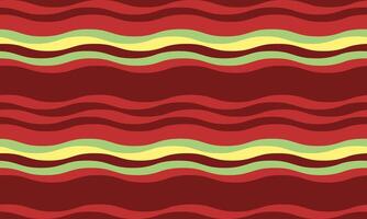 Vibrant wavy stripes in red, maroon, and pale yellowgreen create a cheerful, seamless pattern. vector