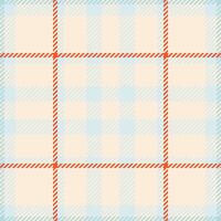 Elegant pastel plaid pattern in soft blue and cream with bold red accents. Ideal for textile design, website backgrounds, or crafting projects. vector