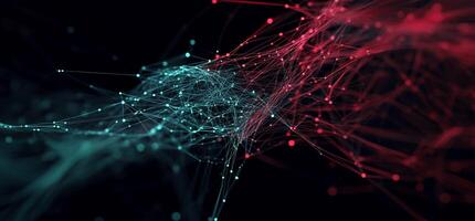 Abstract network of interconnected points and lines. Dynamic interplay of data streams photo