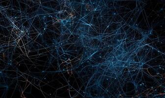 Abstract network of interconnected lines and points. Complex web of connections photo