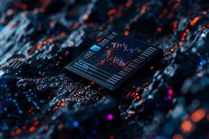 Digital data display on a technological landscape photo