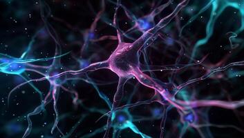 Detailed network of neurons. Complex neural pathways and connections photo