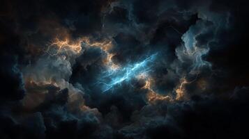 Stormy clouds with intense lightning photo