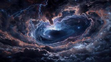 Cosmic storm vortex within a swirling nebula of clouds photo