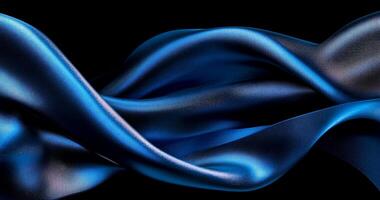 Flowing, dynamic folds of deep blue silk fabric. A smooth, luxurious, vibrant material with a soft sheen, showcasing a gradient of colors from deep indigo to a cool, light blue photo