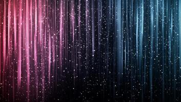 Vertical streaks of pink and blue light with glittering particles photo