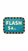 Retro-styled flash sale teal sign framed with yellow bulbs 2D vertical animation. Online store promotion. Limited-time offer animated cartoon flat concept 4K isolated on white with text video