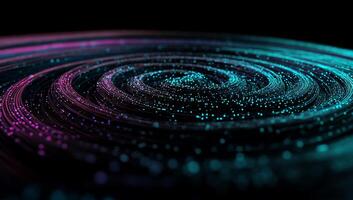 Abstract swirling vortex of vibrant threads and particles photo