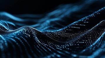 Abstract digital wave. Complex network of glowing dots creating a dynamic, undulating form photo