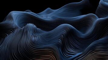Abstract, layered, fluid forms. Dark, wavy, textured surface photo
