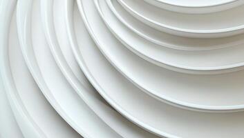 Abstract layered circles in white. A smooth, minimalist design featuring concentric, overlapping, curved shapes photo