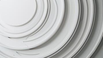 Abstract layered circles design. A detailed, modern, minimalist, white circular pattern. Intersecting, concentric rings photo