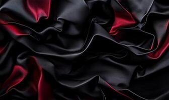 Draped black and crimson silk fabric photo