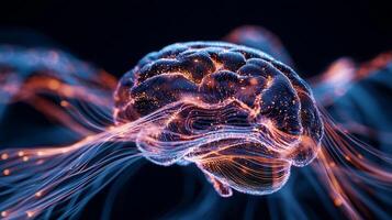 Neural network, brain, glowing photo