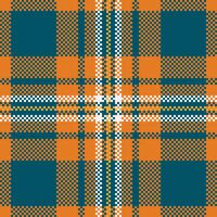 Vibrant teal and orange plaid pattern. Perfect for autumnal designs, textiles, or website backgrounds. This seamless texture offers a stylish, geometric aesthetic with a touch of rustic charm. vector