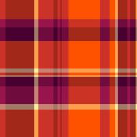 Vibrant autumnal plaid pattern in warm oranges, reds, and purples. Perfect for fallthemed designs, textiles, websites, or backgrounds. This seamless texture offers a bold and stylish aesthetic. vector