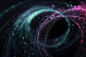 Abstract swirling vortex of vibrant particles photo