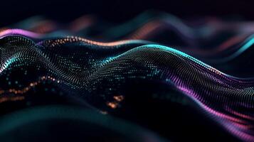 Abstract data flow visualization. Complex, vibrant, digital wave patterns photo