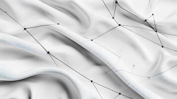 Abstract white fabric with interconnected lines. Detailed network structure on a smooth surface photo