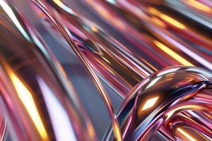 Abstract, vibrant, flowing, translucent tubes. Intertwined, dynamic, vibrant, colorful, glossy shapes photo
