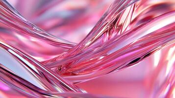Abstract swirling ribbons of translucent pink glass. Intricate, flowing, and glossy forms create a mesmerizing visual effect photo