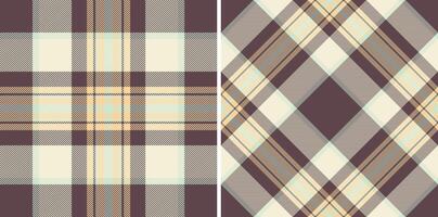 Two seamless plaid patterns in muted browns, creams, and pale blues. Perfect for textile design, fashion, or website backgrounds. Elegant and versatile, these patterns evoke warmth and comfort. vector